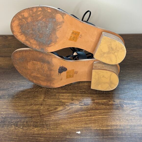 Madewell the Daniela Lace Up Black Leather Block Heel Sandal - size 7.5 - Picture 7 of 8